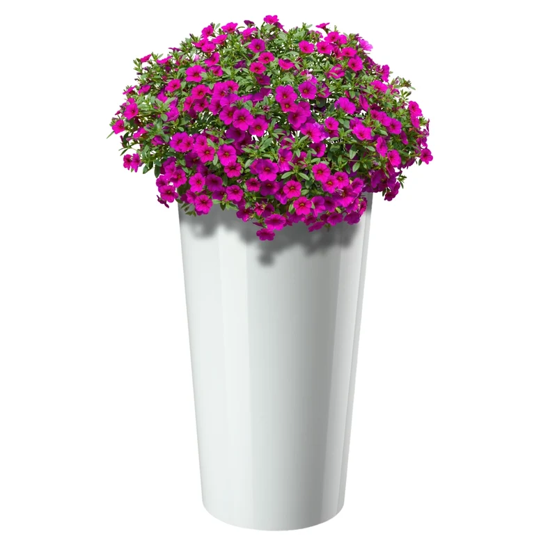 Vaso da fiori KADAX 26 cm con coperchio e inserto, in plastica bianca.