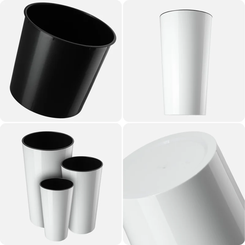 Vaso da fiori KADAX 26 cm con coperchio e inserto, in plastica bianca.
