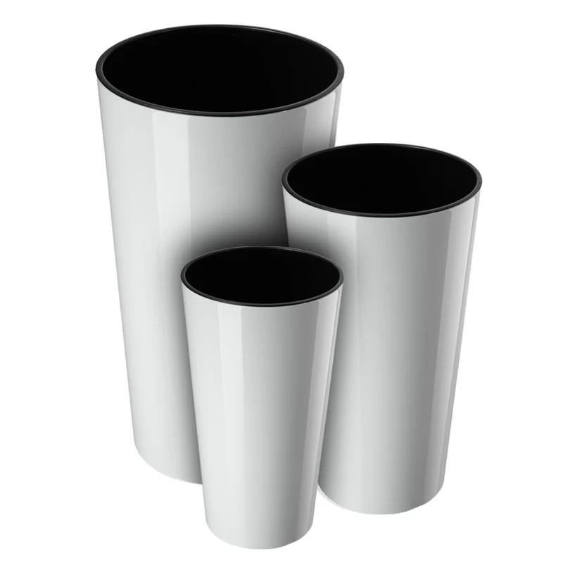 Vaso da fiori KADAX 26 cm con coperchio e inserto, in plastica bianca.