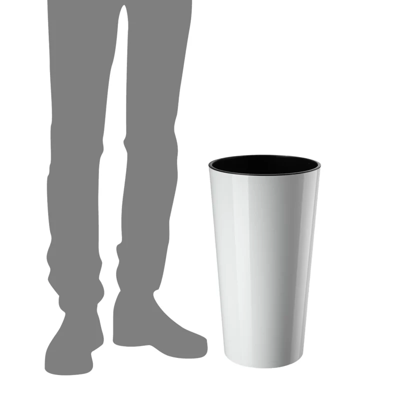Vaso da fiori KADAX 26 cm con coperchio e inserto, in plastica bianca.
