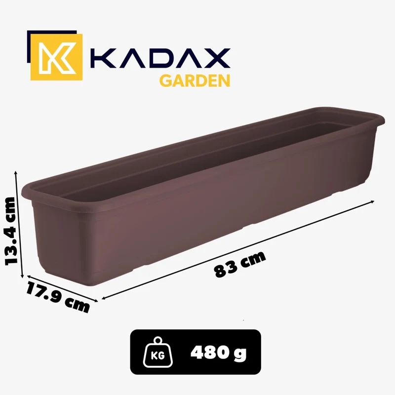 Vaso da fiori rettangolare in plastica KADAX per balcone, 80 cm.