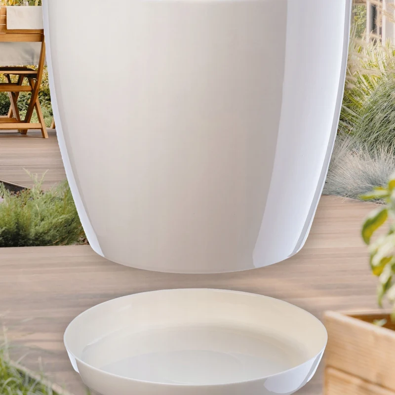 Vaso da fiori KADAX, coprivaso, 18 cm, supporto per fiori, plastica color crema, 3 pezzi.
