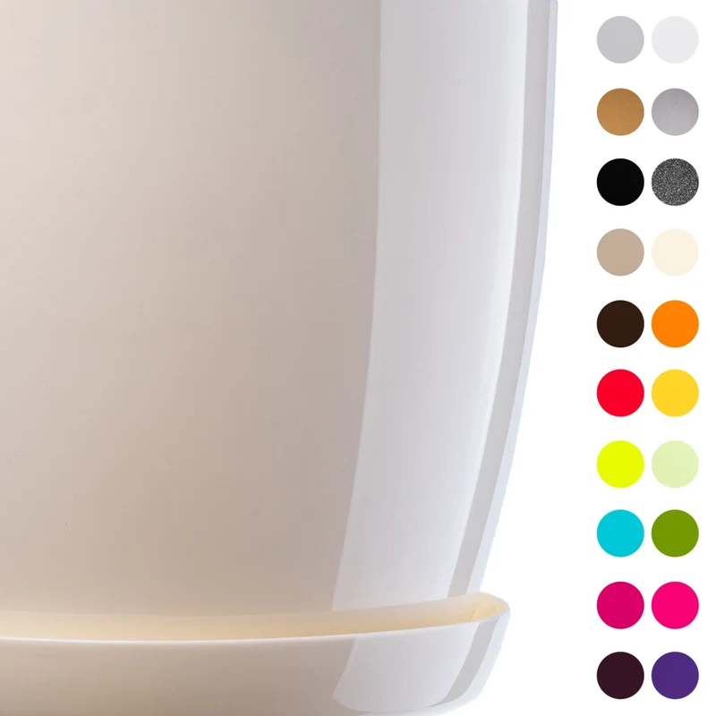 Vaso da fiori KADAX, coprivaso, 18 cm, supporto per fiori, plastica color crema, 3 pezzi.