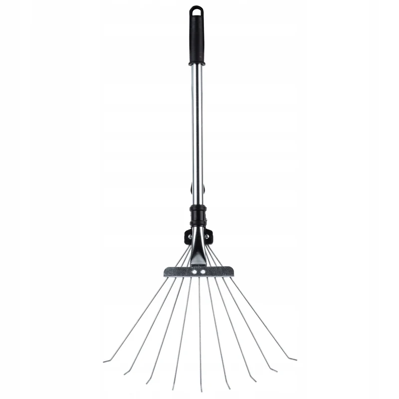 Rastrello in metallo KADAX per foglie ed erba, piccolo rastrello da giardino da 65 cm con 9 denti regolabili