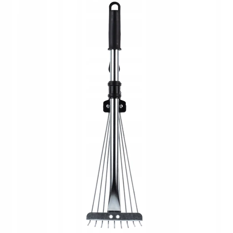 Rastrello in metallo KADAX per foglie ed erba, piccolo rastrello da giardino da 65 cm con 9 denti regolabili