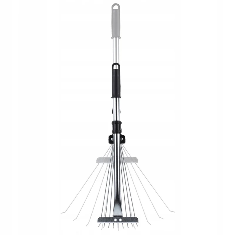 Rastrello in metallo KADAX per foglie ed erba, piccolo rastrello da giardino da 65 cm con 9 denti regolabili