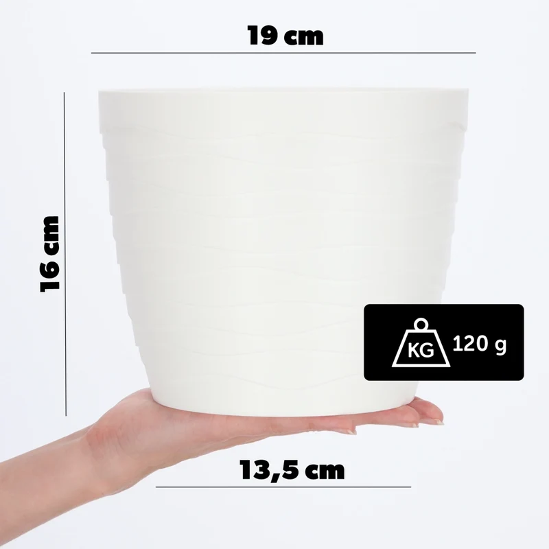 Vaso da fiori KADAX in plastica, rotondo, bianco, per fiori e piante, 19 cm.
