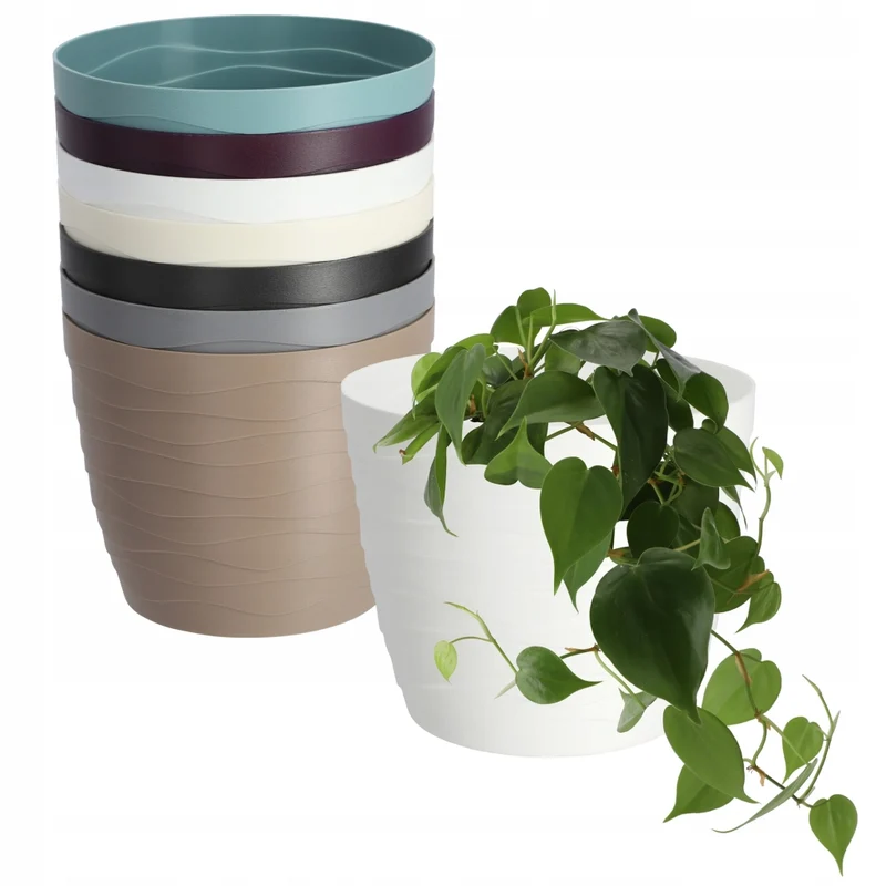 Vaso da fiori KADAX in plastica, rotondo, bianco, per fiori e piante, 19 cm.