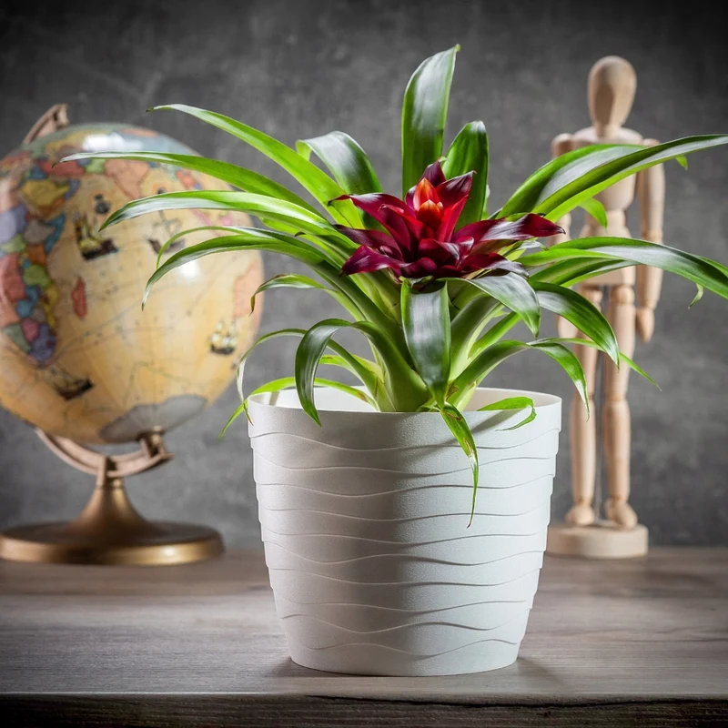 Vaso da fiori KADAX in plastica, rotondo, bianco, per fiori e piante, 19 cm.