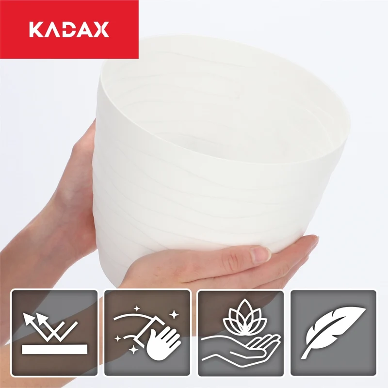 Vaso da fiori KADAX in plastica, rotondo, bianco, per fiori e piante, 19 cm.