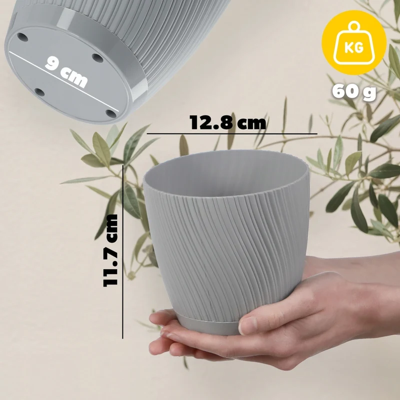 Vaso da fiori KADAX con supporto, coperchio, ciotola rotonda, 13 cm, grigio