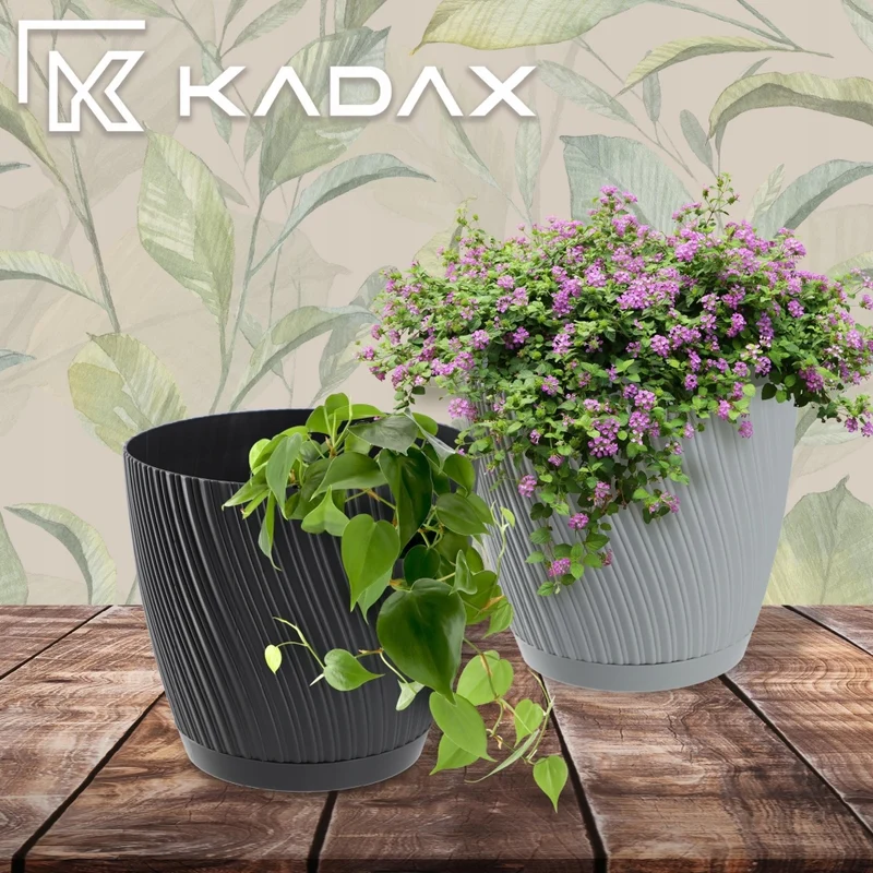 Vaso da fiori KADAX con supporto, coperchio, ciotola rotonda, 13 cm, grigio