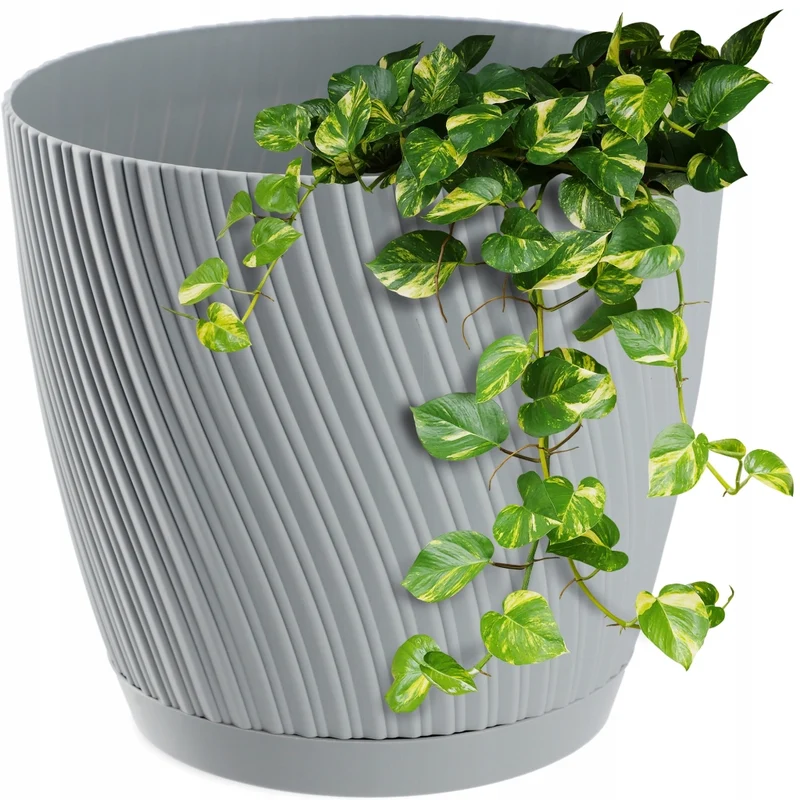 Vaso da fiori KADAX con supporto, coperchio, ciotola rotonda, 13 cm, grigio