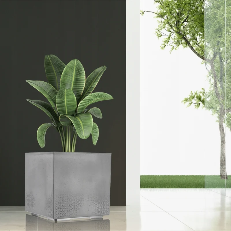 Vaso da giardino KADAX, 40 cm, con supporto su ruote, effetto cemento, ideale per terrazza.