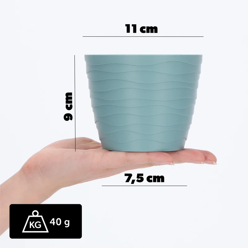 Vaso da fiori KADAX, coprivaso rotondo verde da 11 cm in plastica