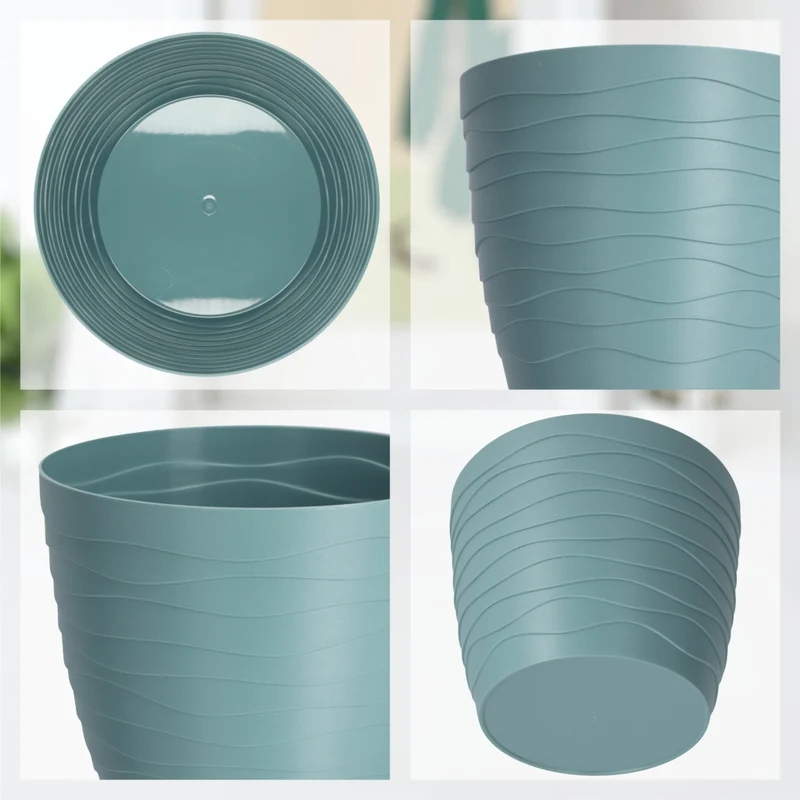 Vaso da fiori KADAX, coprivaso rotondo verde da 11 cm in plastica