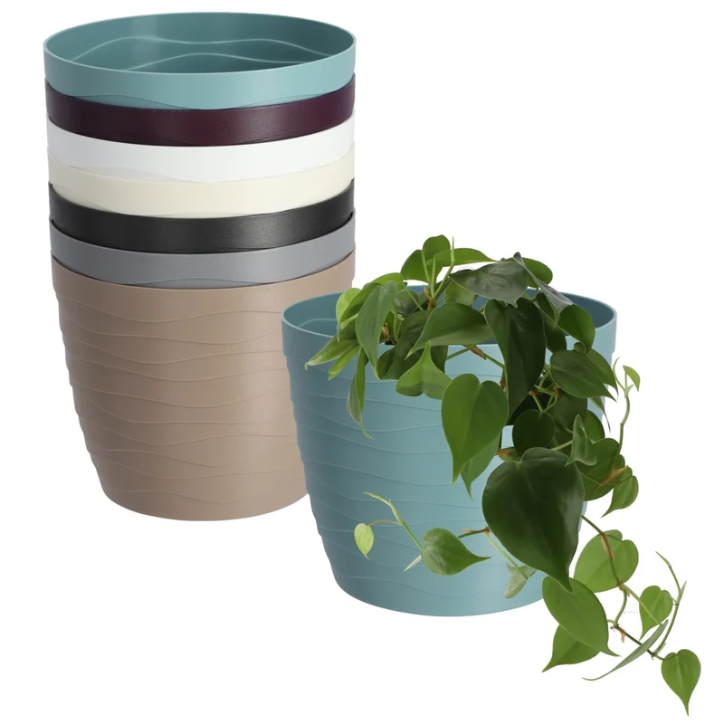 Vaso da fiori KADAX, coprivaso rotondo verde da 11 cm in plastica