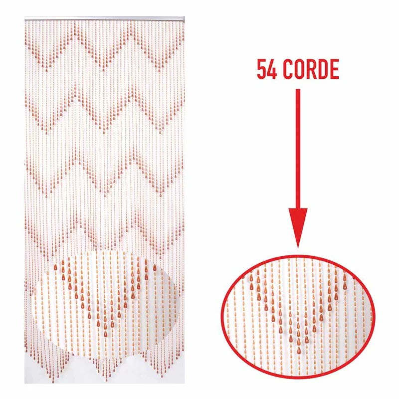 Tenda Moschiera Porta Finestra 100x220 54 Corde Fili Perline Decorazione Zig Zag
