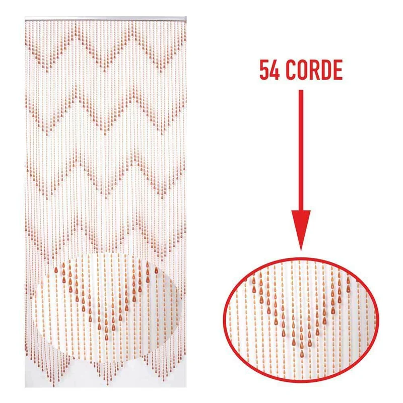 Tenda Moschiera Porta Finestra 100x220 54 Corde Fili Perline Decorazione Zig Zag