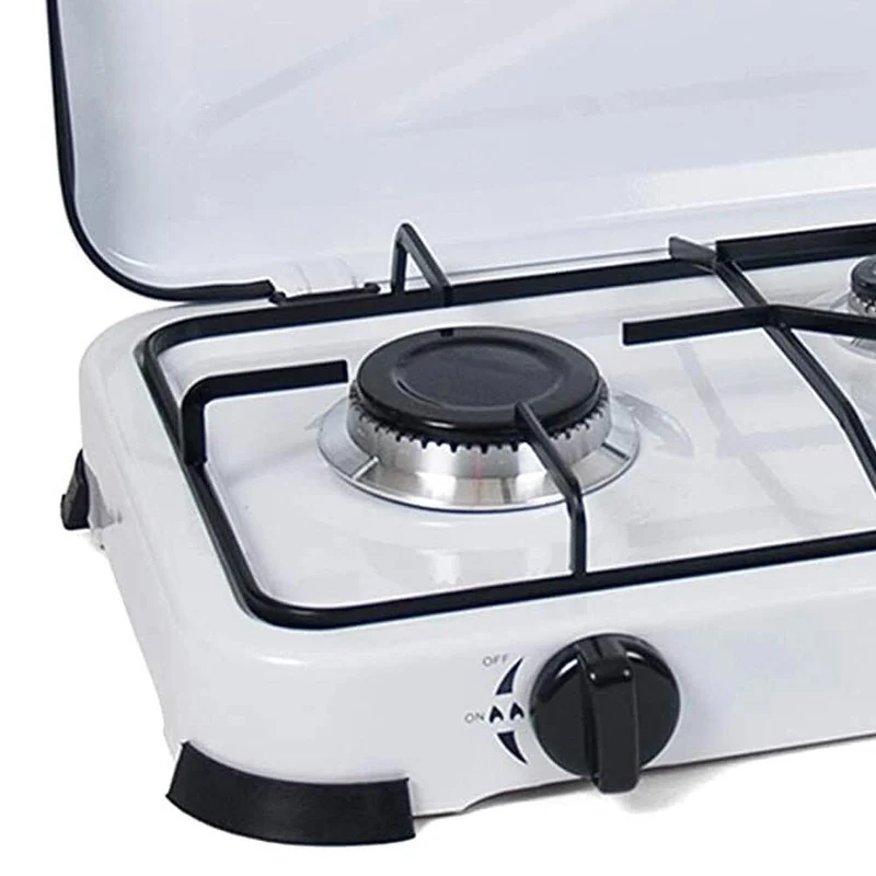 Fornello Cucina a Gas per Esterno con 3 Fuochi con Regolatori di Potenza Bianco