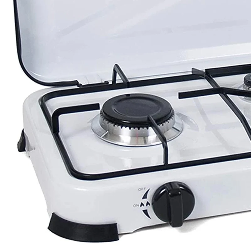 Fornello Cucina a Gas per Esterno con 3 Fuochi con Regolatori di Potenza Bianco
