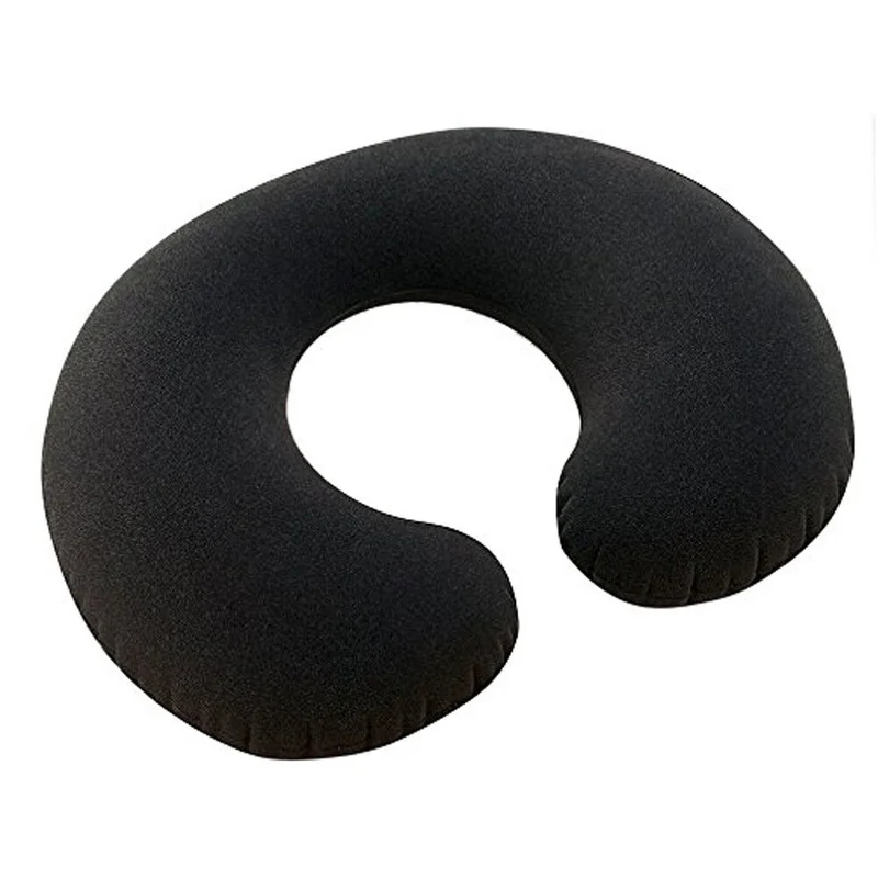 Cuscino da Viaggio Gonfiabile Intex in PVC Floccato Nero Treno Aereo Macchina