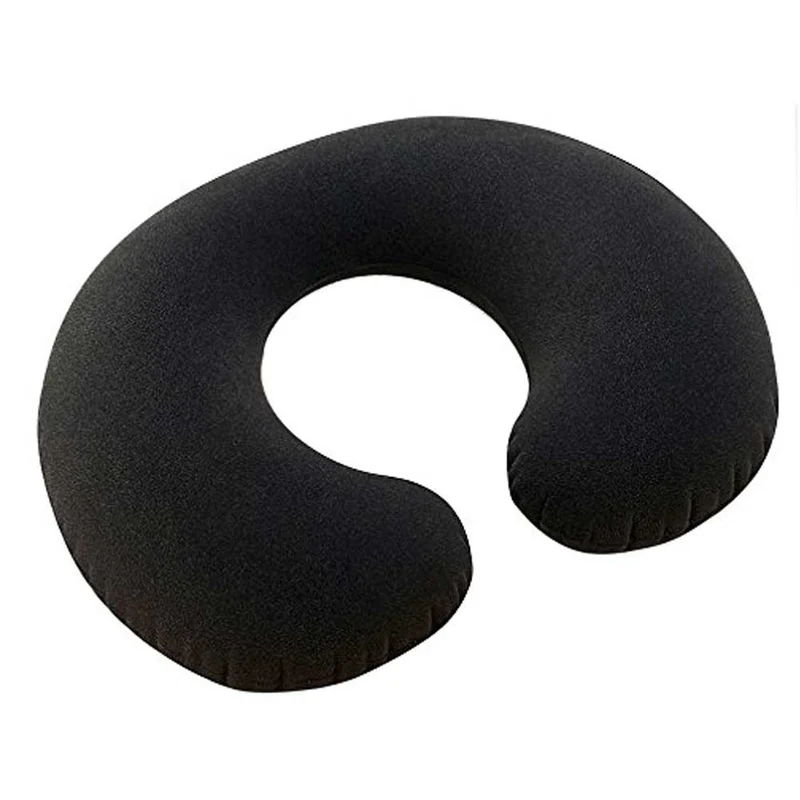 Cuscino da Viaggio Gonfiabile Intex in PVC Floccato Nero Treno Aereo Macchina