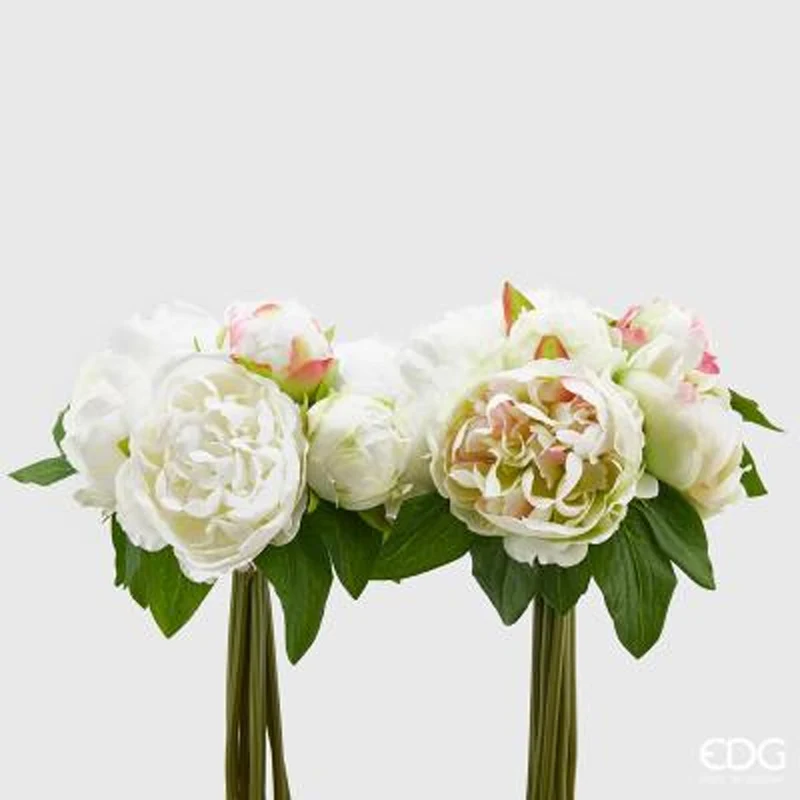 BOUQUET DI PEONIE CON BOCCIOLI 1 PEZZO OLIS BIANCO 25CM ASSORTITO EDG