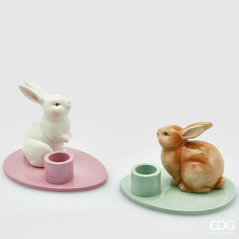 PORTACANDELA CONIGLIO 9CM ASSORTITI EDG