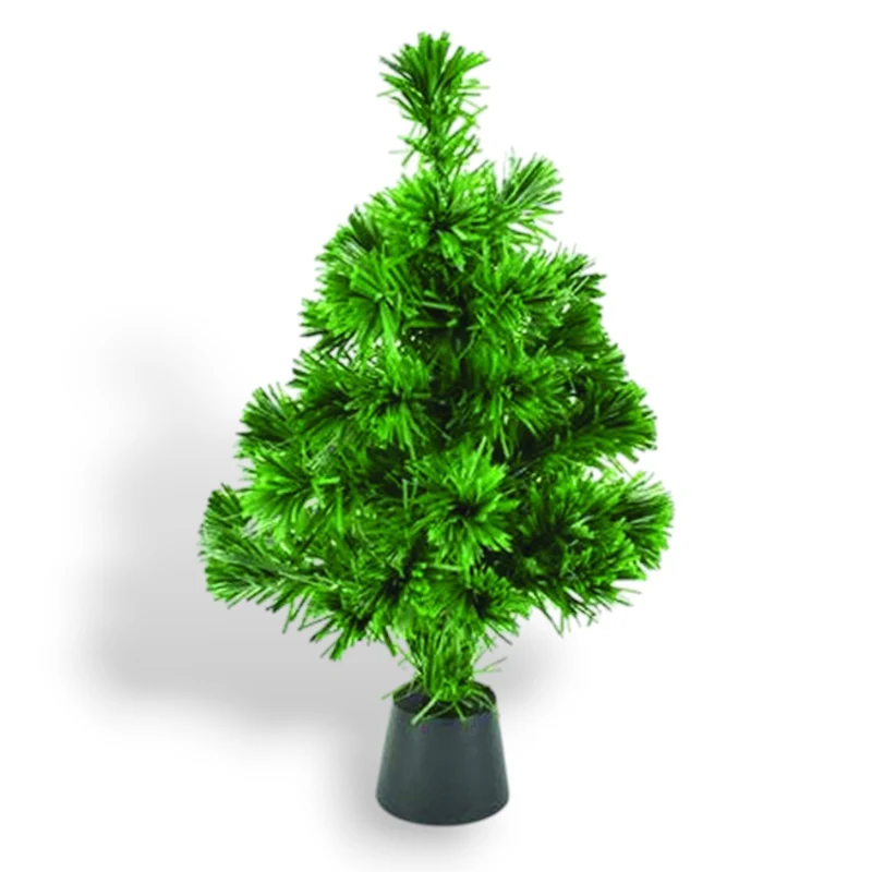 Albero di natale a fibre ottiche con base in plastica uso interno h45 cm illuminazione a batteria