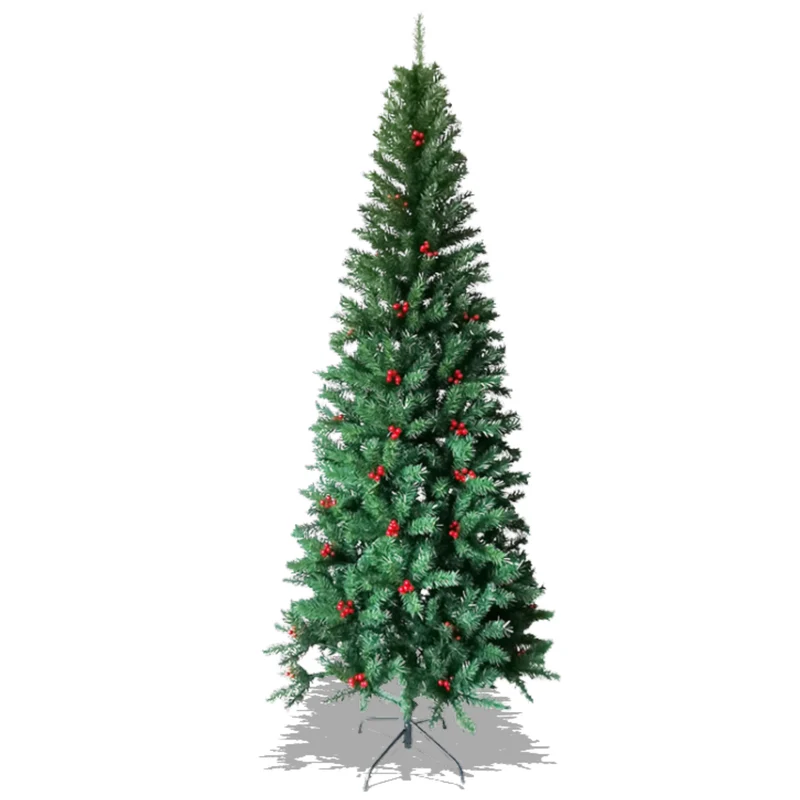 Albero di natale verde con rami in pvc e base in metallo Berna