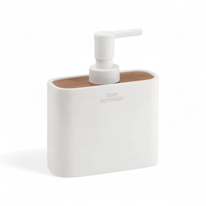 Dosasapone con erogatore in resina e bamboo bianca Ninfea