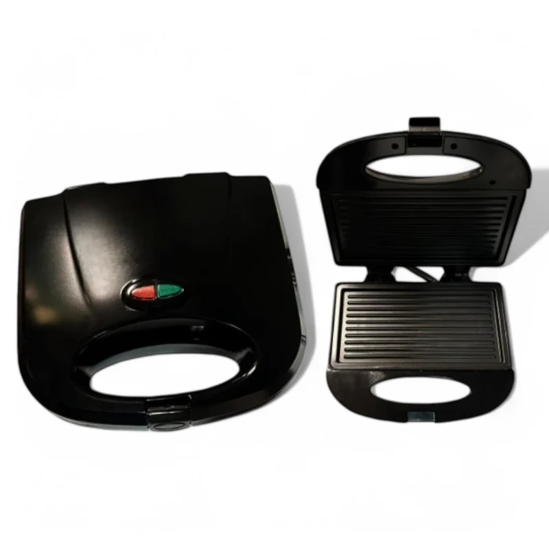 Griglia piastra elettrica 750 Watt con cerniere e piano di cottura antiaderenti 21,60x12,60 cm.