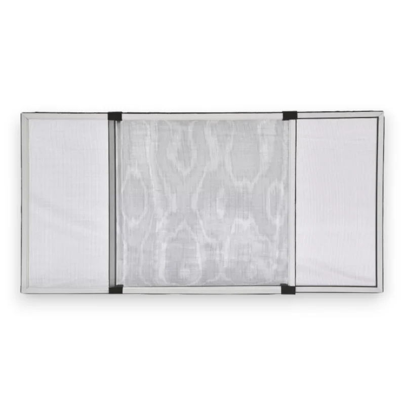 Zanzariera a pannello in fibra con telaio componibile in alluminio colore alluminio rete grigia
