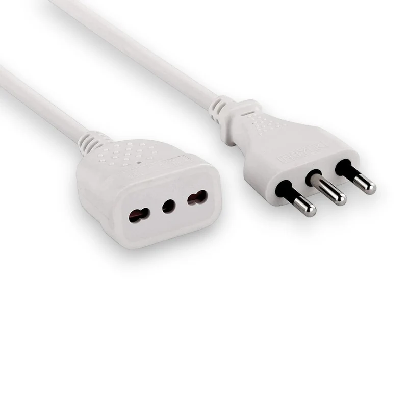Prolunga elettrica lineare bipasso bianca con spina 16A e presa bipasso 10-16A cavo tripolare mmq 1 resistente