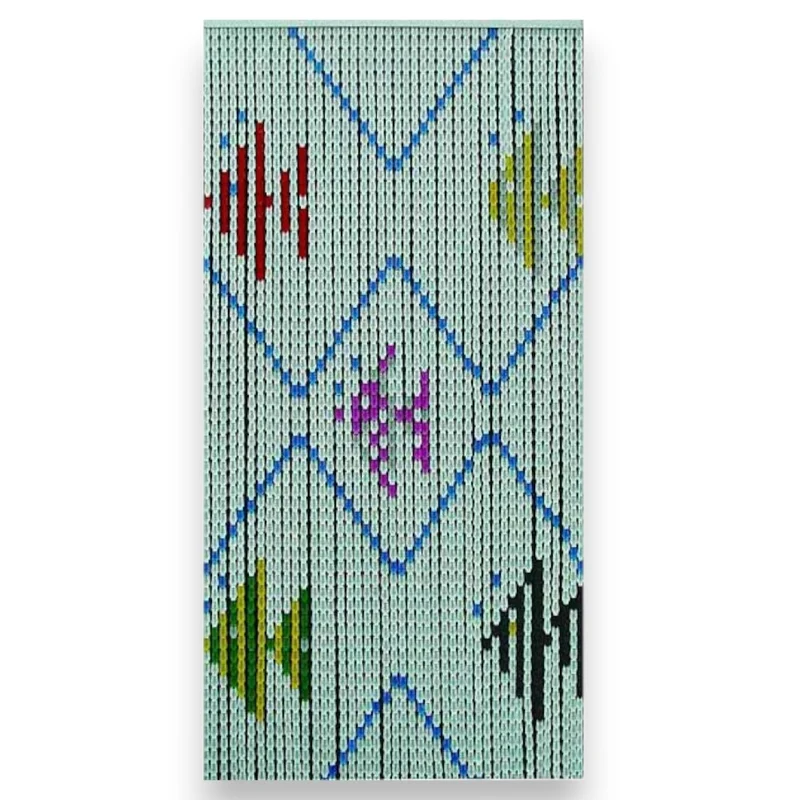 Tenda anti mosche con piastrine design pesci 44 strisce 63 piastrine dimensioni 120x230 cm supporto alluminio per porte e finestre