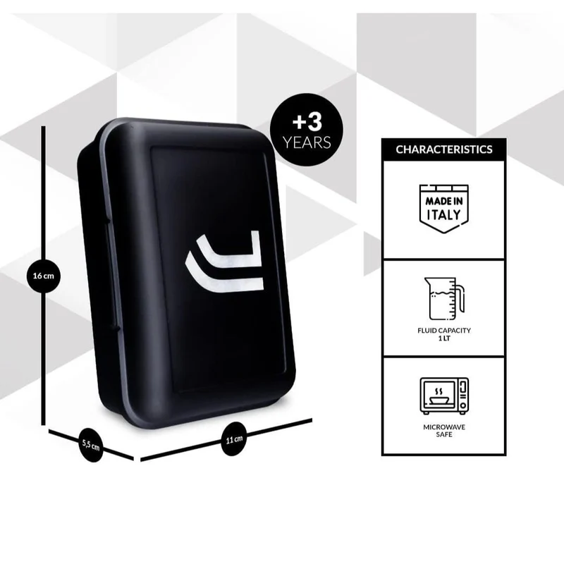 Lunch Box Nero Portamerenda Scuola Bambini