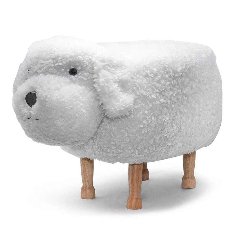 Sgabello Pouf Poggiapiedi per Bambini 67x35x41 cm Cane Barboncino Bianco Divina Home