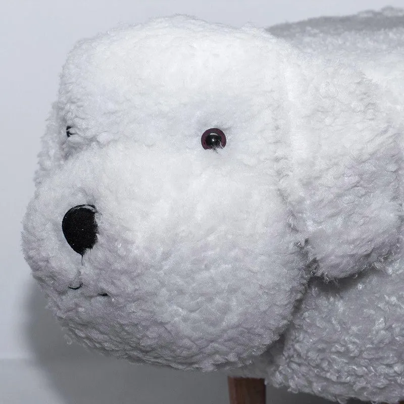 Sgabello Pouf Poggiapiedi per Bambini 67x35x41 cm Cane Barboncino Bianco Divina Home