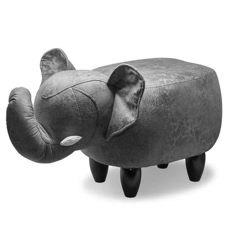 Sgabello Pouf Poggiapiedi per Bambini 65x34x37 cm Elefante Grigio Divina Home