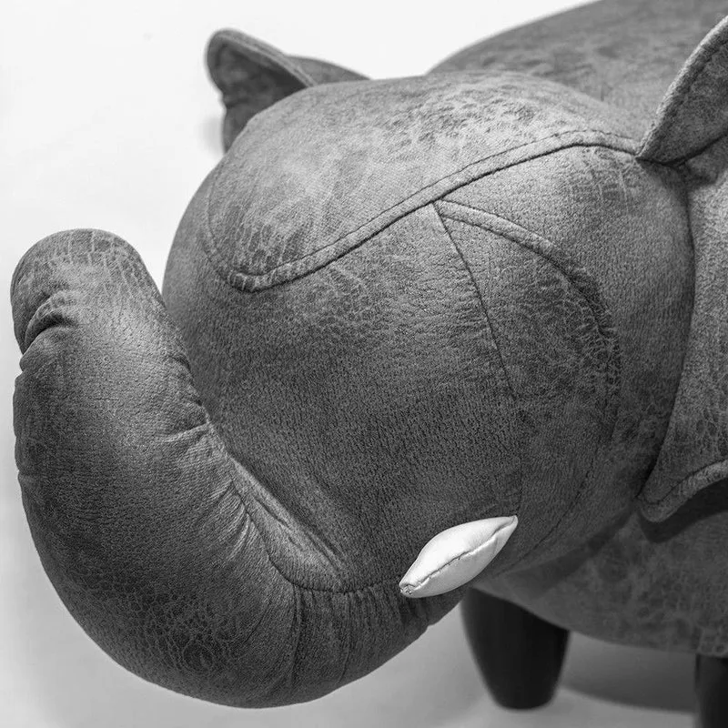 Sgabello Pouf Poggiapiedi per Bambini 65x34x37 cm Elefante Grigio Divina Home