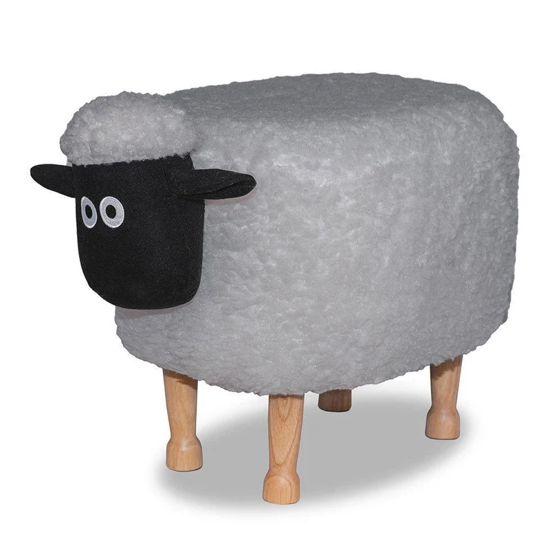 Sgabello Pouf Poggiapiedi per Bambini 63x36x42 cm Pecora Grigia Divina Home