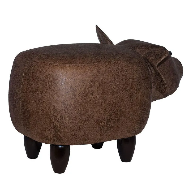 Sgabello Pouf Poggiapiedi per Bambini 66x34x36 cm Maialino Marrone Divina Home