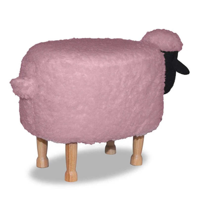 Sgabello Pouf Poggiapiedi per Bambini 63x36x42 cm Pecora Rosa Divina Home