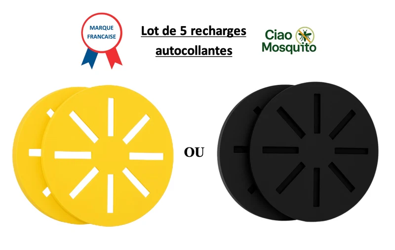 Ciao Mosquito® Recharges autocollantes x5 | Piège moustique & larves | Anti-moustique naturel | Compatible pièges Ciao | Zéro insecticide | Écologique, efficace & sans odeur