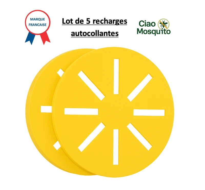 Ciao Mosquito® Recharges autocollantes x5 | Piège moustique & larves | Anti-moustique naturel | Compatible pièges Ciao | Zéro insecticide | Écologique, efficace & sans odeur