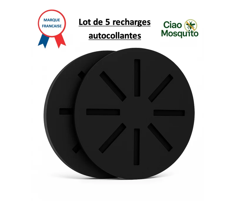 Ciao Mosquito® Recharges autocollantes x5 | Piège moustique & larves | Anti-moustique naturel | Compatible pièges Ciao | Zéro insecticide | Écologique, efficace & sans odeur