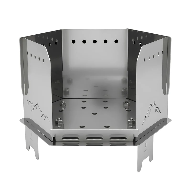 Front-Open Hexagonal Stainless Steel Fire Pit