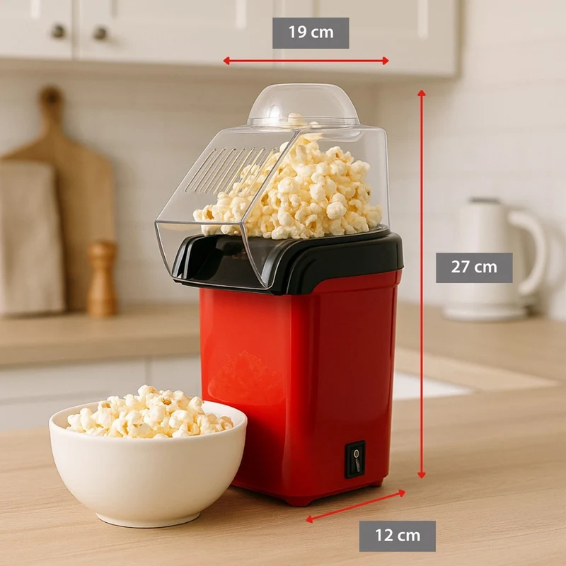 Popcorn Maker 950G Macchina Pop Corn Senza Olio 27x19cm con Cucchiaino Dosatore