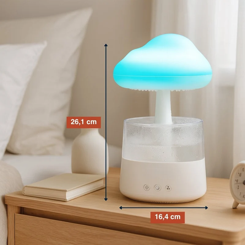 Umidificatore Ambiente Diffusore di Aromi Oli Essenziali e LED Funzione Pioggia